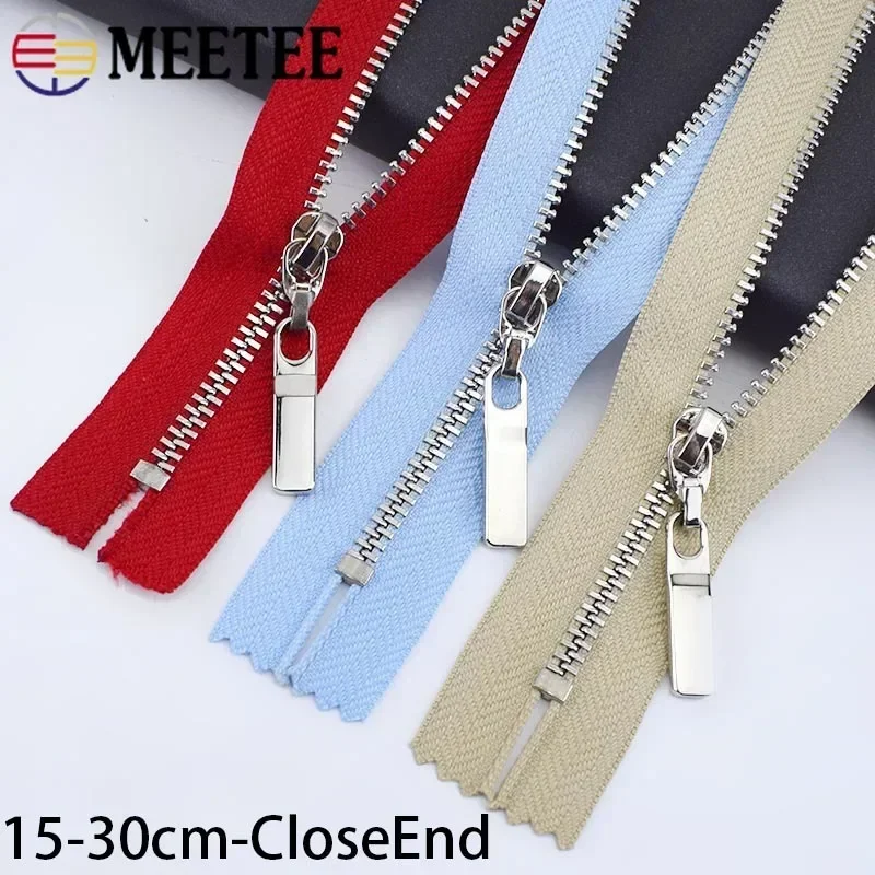 3Pcs Meetee 3# Metal Zippers 15-30cm Close-End 40-70cm Open-End Zips Bag Decor Zipper Reapir Kit DIY Garment Sewing Accessories