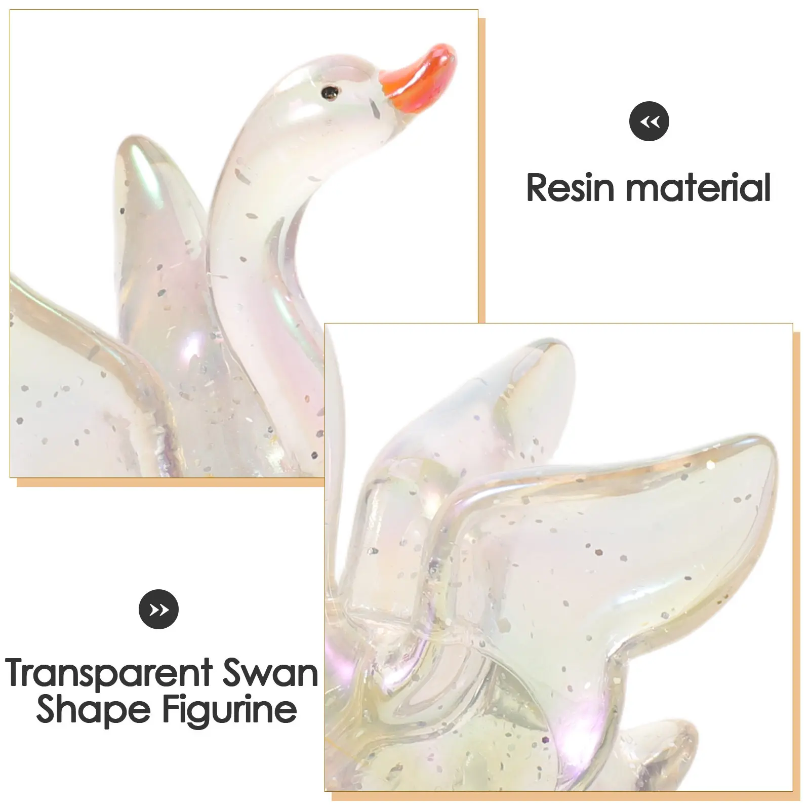 8Pcs Mini Swan Resin Ornaments Clear Iridescent Small Sculptures for Desk Shelf Home Office Decor DIY Crystal Globe Filler Fairy
