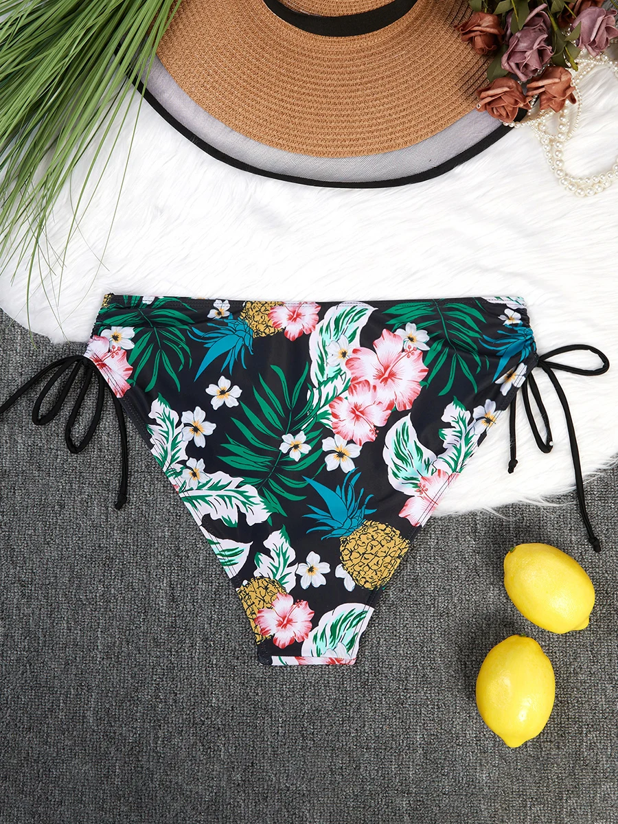 2024 Large Plus Size High Waist Floral Swim Briefs Swimsuit Women Swimwear Female Bathing Swimming Swim Suit Beach Bathers