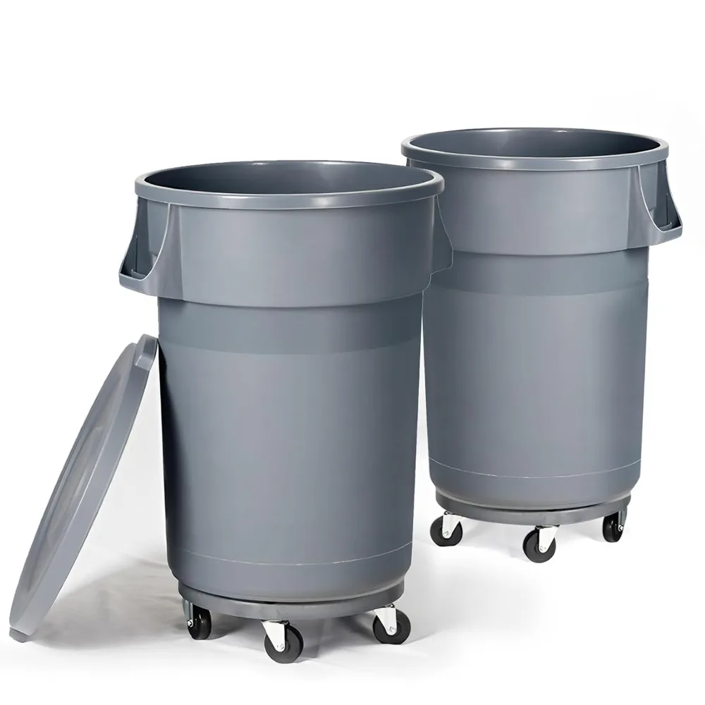 

Wheeled 32-Gallon Outdoor Garbage Bin with Removable Wheels, Lid Included, Ideal for Garage and Backyard Use