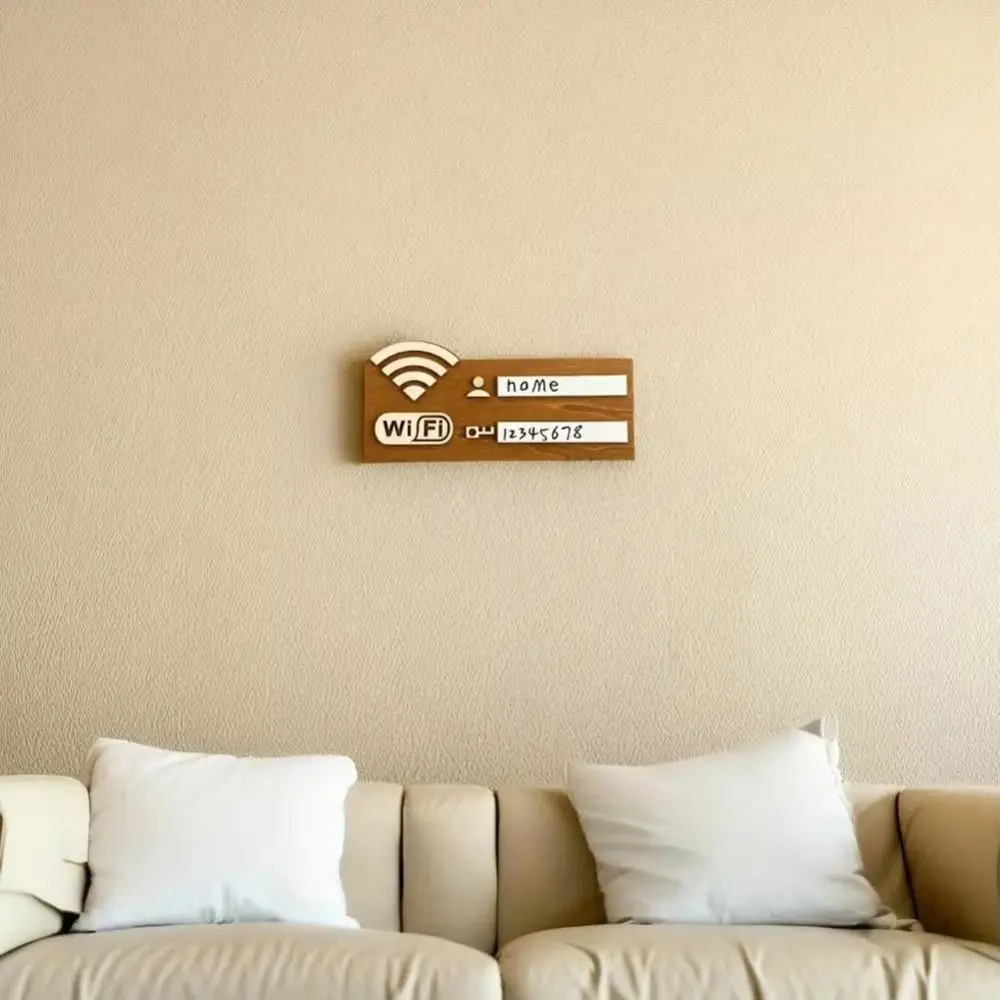 Wooden WiFi Password Sign Wall Mounted Rewritable Wireless Network Indicator Plaque Handwriting Multi-Purpose Use WiFi Signage
