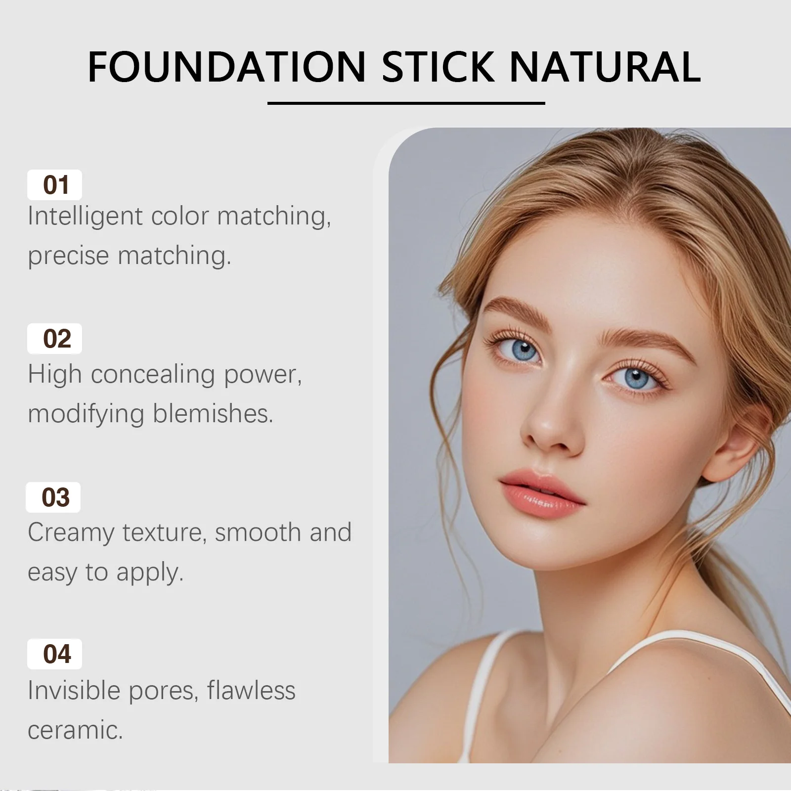 Color Changing Foundation Stick Waterproof Oil Control Even Skin Tone High Coverage Makeup Base Creamy Foundation with a Brush