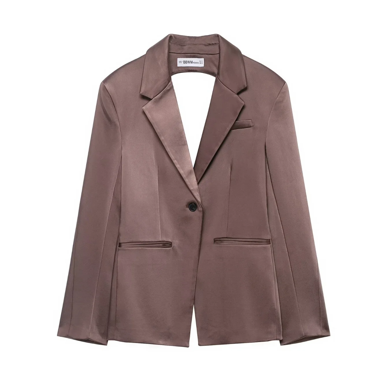 

Women Summer Vintage Solid Chic Dl Blazer Female Coffee Coat Lady Fashionable Sexy Backless Single Button Blazer Top Streetwear