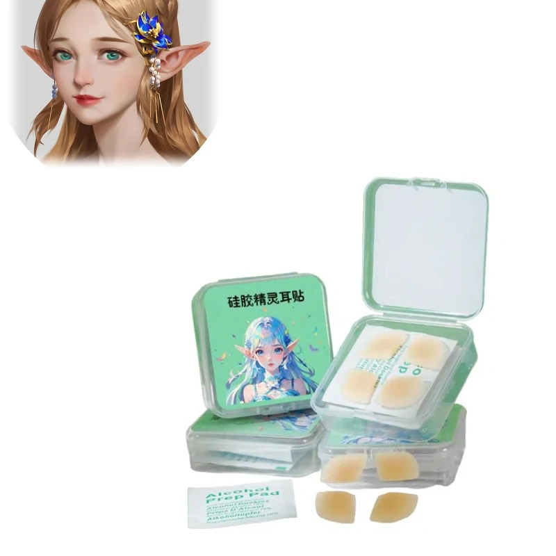 

Силиконовые накладки на уши эльфа, подставка для ушей V-Face, многоразовые сильные поддерживающие фиксированные невидимые серьги, выступающая правильная коррекция