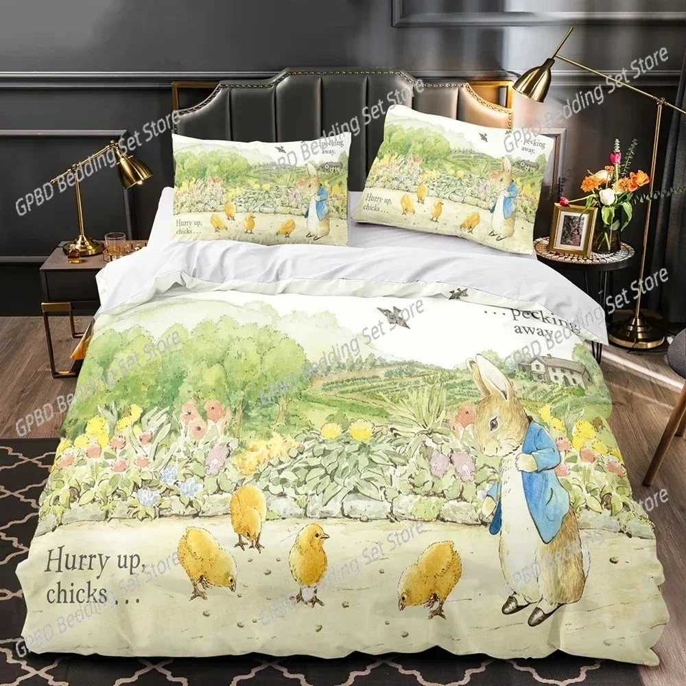 

Cartoon Peter Rabbit Bedding Set Single Twin Double Queen King Cal King Size Bed Linen Set