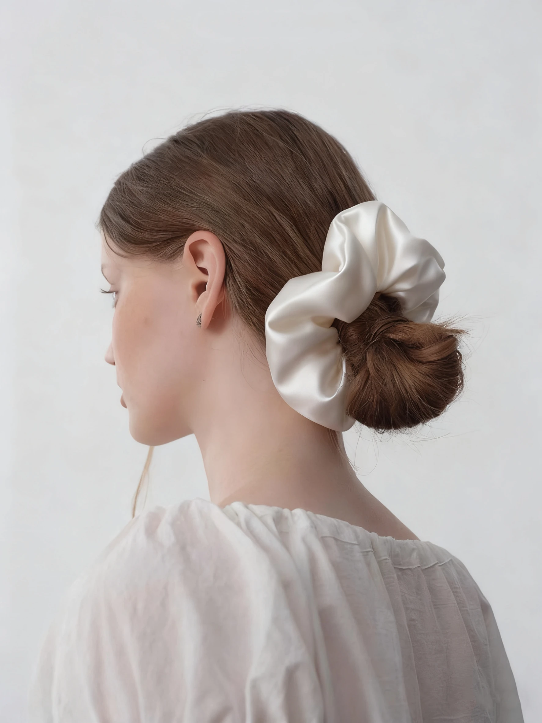 100% Silk Women Hair Scrunchies Width 6CM Oversize Solid Color Hair Ties Hairbands Rubber Band Hair Accessories
