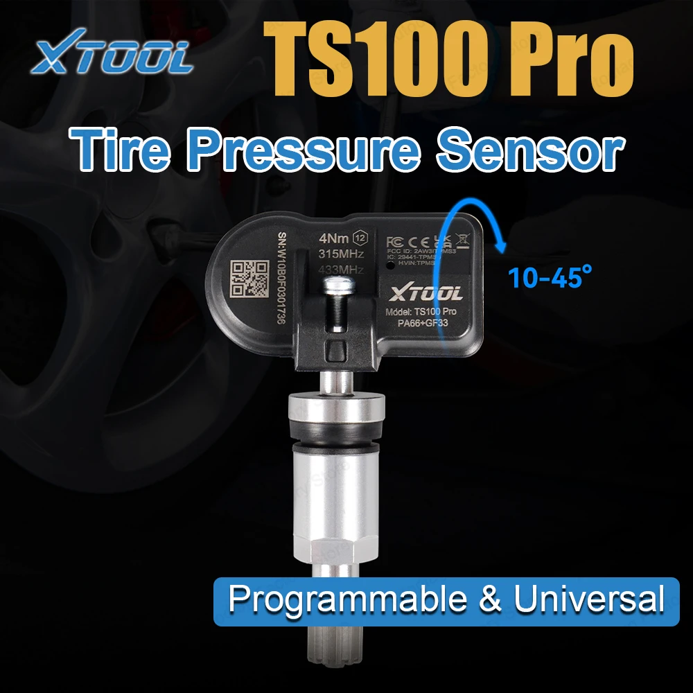 

XTOOL 2-IN-1 TPMS Sensor TS100 PRO Universal Automotive Tire Pressure Sensor Programmable Tire Pressure Monitoring System Sensor