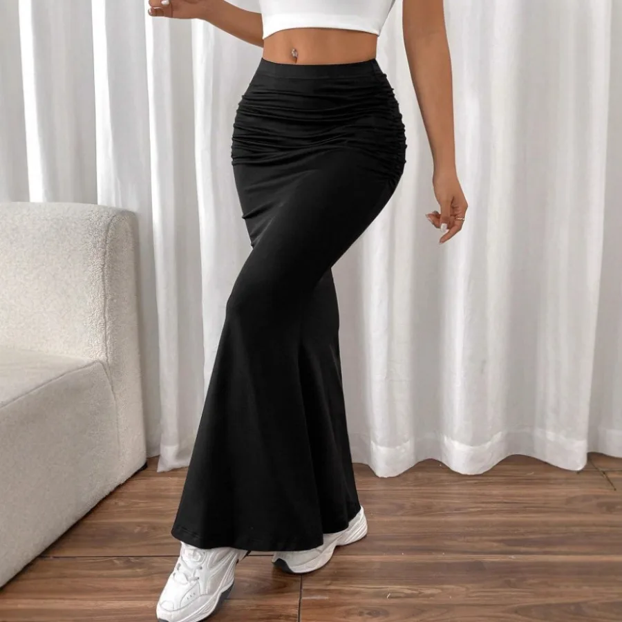 

【ХИТ】 Новая женская юбка на весну, лето и осень, сексуальная, облегающая, плиссированная, с эффектом объема на бедрах, длинное платье в европейском и американском стиле.