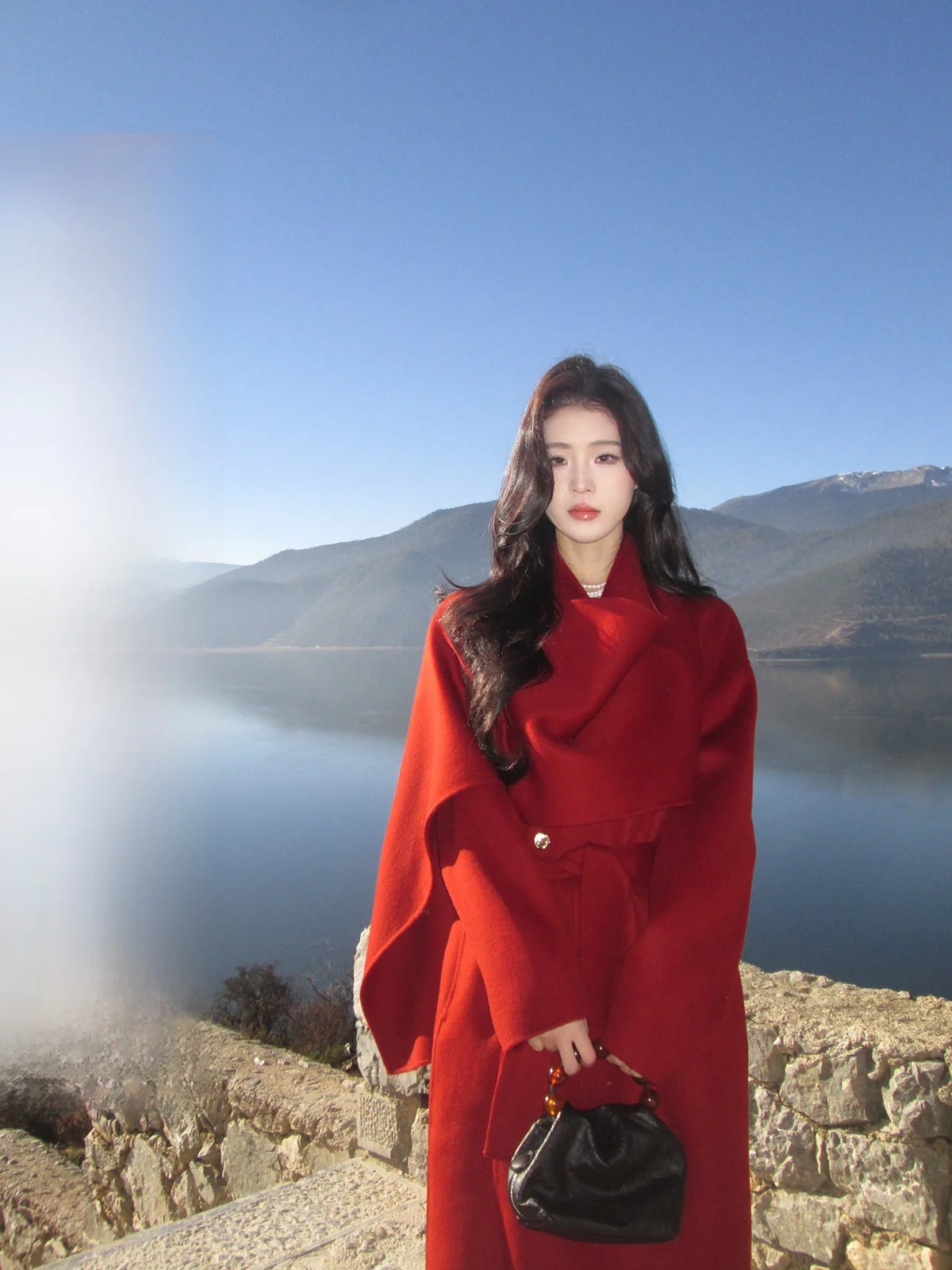 

Iceolloxy New Year's Double-Faced Woolen Coat Red Outerwear for Women Winter Thiened Casual Sle Online Exclusive