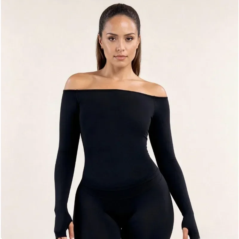 Camiseta de yoga de manga larga para mujer, con diseño sin tirantes, de secado rápido, ideal para actividades deportivas, uso casual al aire libre, para correr, hacer ejercicio físico y entrenamientos.