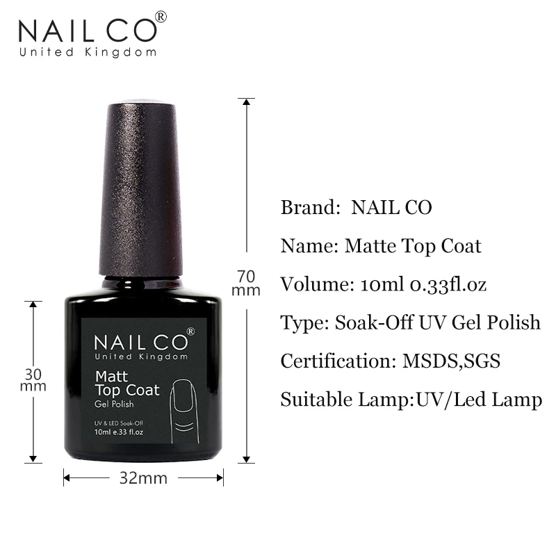 NAILCO 10 مللي ماتي أعلى هلام مسمار البولندية نقع قبالة مات معطف فوقي أعلى UV هلام التمهيدي قاعدة مسمار الفن مانيكير مات الورنيش الشفاف