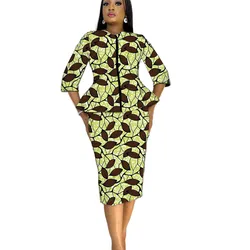 Women Zipper Shirt Patch Skirts African Clothes 3/4 Sleeves Blouse Original Design Lady's Ankara Outfit Festival Occasion Wear