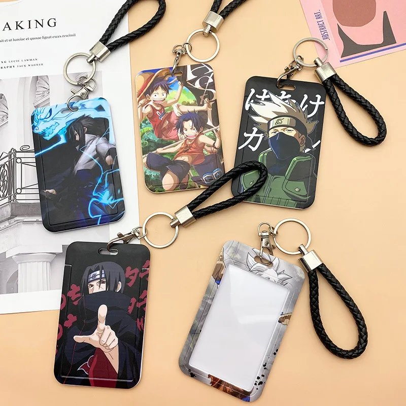 Bandai Anime Peripheral Card Holder Gojo Itachi Kakashi Id Card Protector Student Meal Card Lanyard Cartoon Keychain Pendant