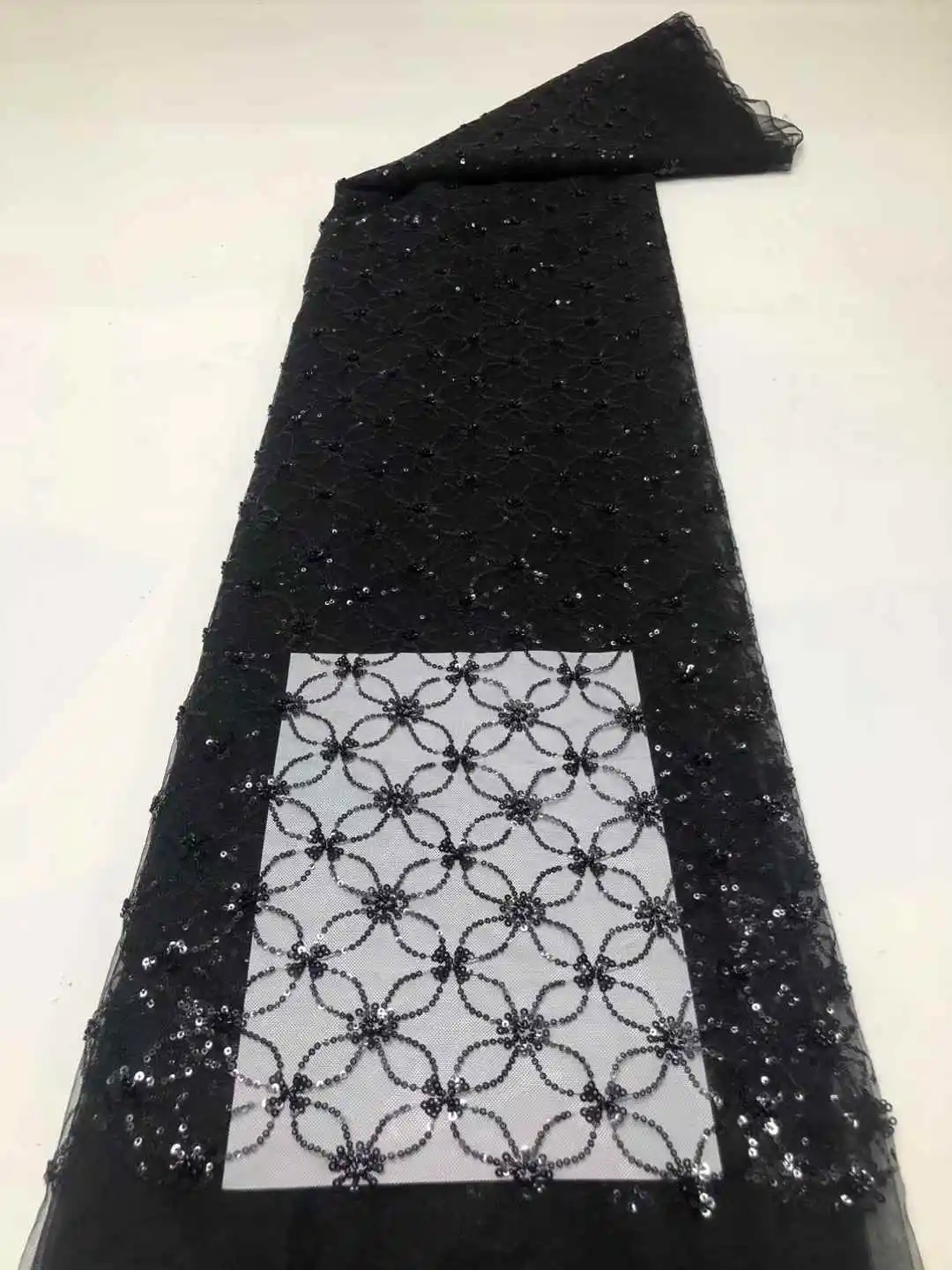 African Lace Fabric Sequins Beaded Embroidery Groom Bridal High Quality French Tulle Lace Fabric For Wedding Party