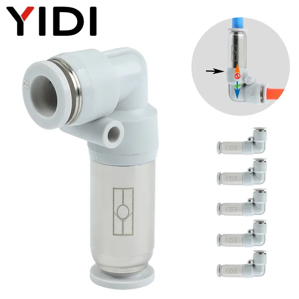 2/5/10pcs Single One Way Pneumatic Tube Air Hose Fitting Elbow Pipe Check Valve Push in Quick Connector 90 Degree Fittings Set