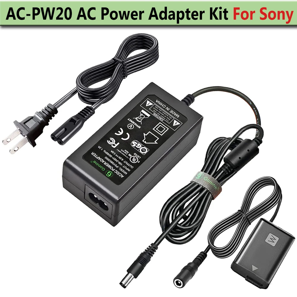 AC-PW20 ZV-E10 NP-FW50 Dummy Battery AC Adapter Kit for Sony Alpha A6000 A5100 A6100 A6300 A6400 A6500 A7 A7II A7S A7SII RX10 II