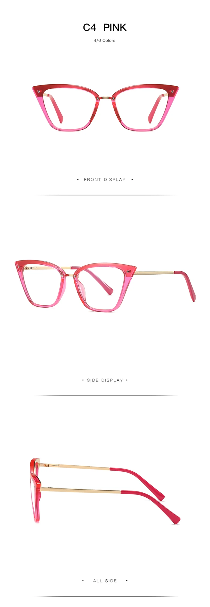 Frühlingsscharnier, blaues Licht blockierende Katzenaugen-Kurzsichtbrille für Frauen, TR90, Leopardenrahmen, Myopie, Lunettes, 0–0,5–0,75 bis –6,0 – Detail 13