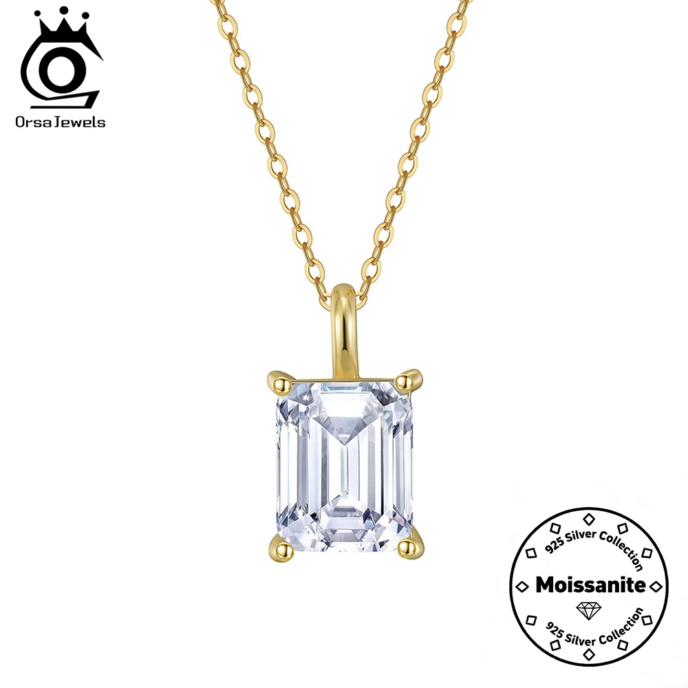 

ORSA JEWELS 1-4CT Certified D VVS1 Moissanite Pendant Necklace 925 Sterling Silver Simple Wedding Neck Fine Jewelry Gifts SMON09