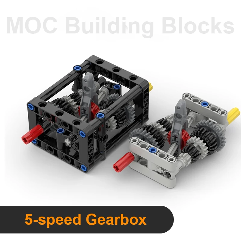 5-سرعات علبة التروس اللبنات MOC علب التروس اليدوية تعديل عدة الجسيمات الصغيرة الطوب الفني التروس التفاضلية لتقوم بها بنفسك اللعب