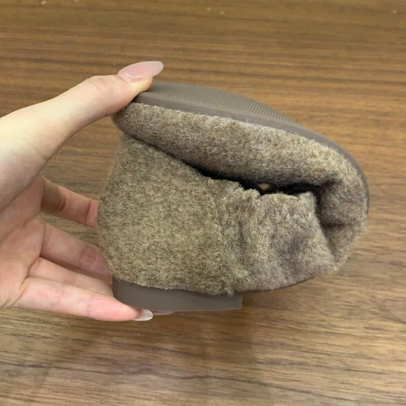 Neue Winter-Herbst-Ballerinas mit Fell, warme, weiche, modische Damenschuhe mit runder Spitze, Schmetterlingsknoten, Damen-Ballerinas mit Plüschfutter – Detail 9