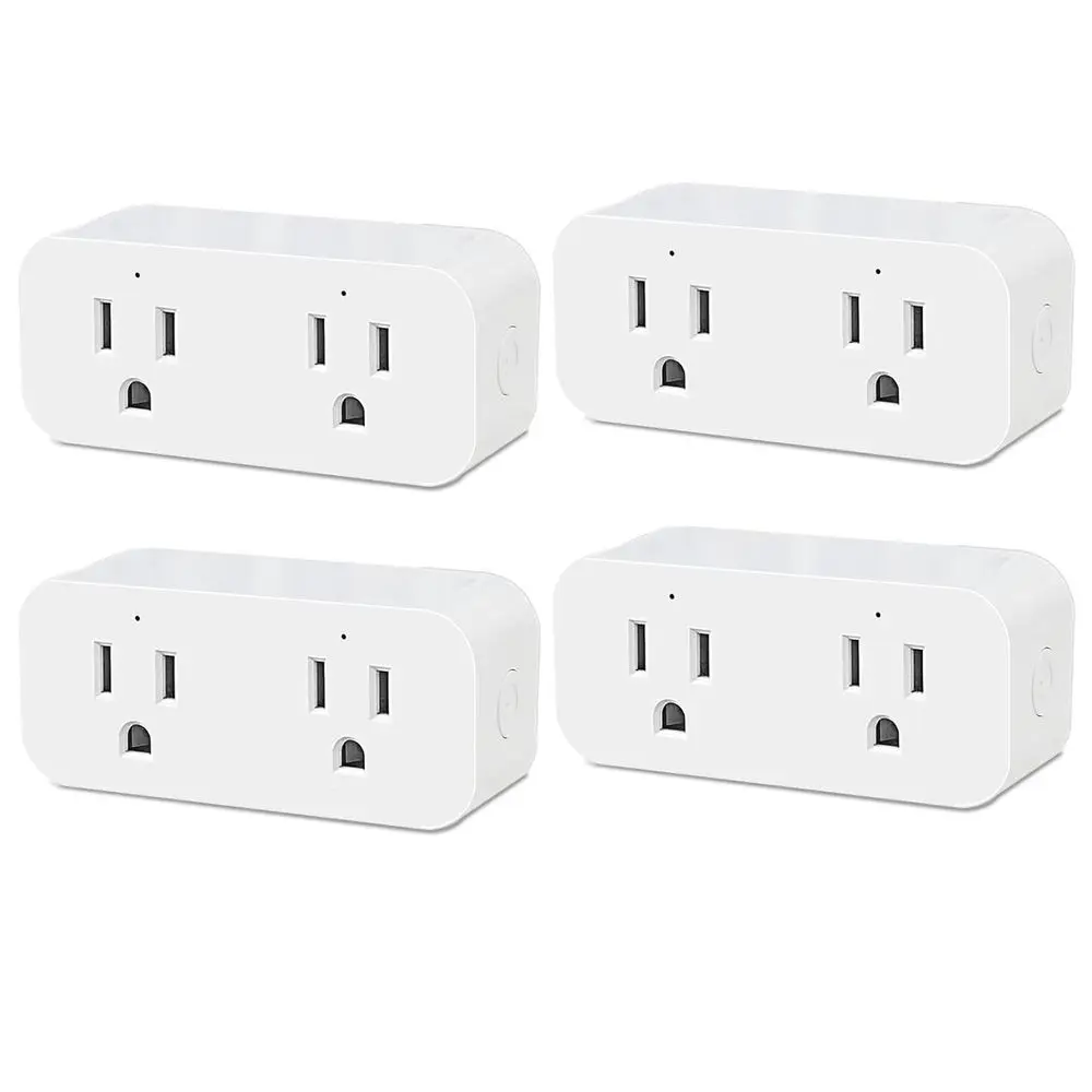 

Умная розетка с таймером 16А/2000Вт, 2 независимых контролируемых порта, удаленное управление через приложение Ewelink, комплект из 4 розеток Wii Plug, совместимая