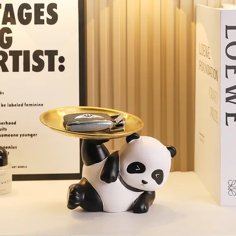 Cute Panda Storage Tray Ornament Key Candy Storage Tray Ornament Living Room Home Decoration Gift