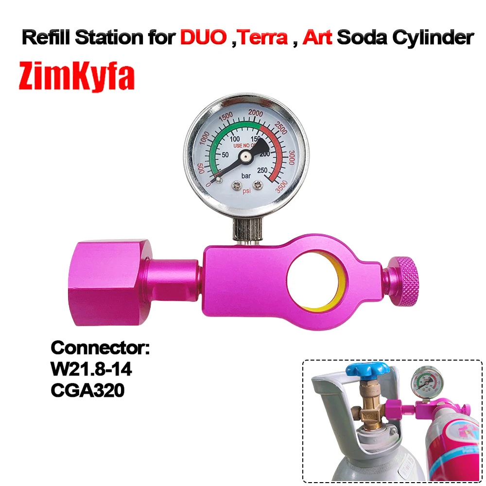 

New Purple Co2 Cylinder Refill Fill Station Adaptor Fit Sodastream (Terra DUO Art) Pink Quick Connect Co2 Cylinder