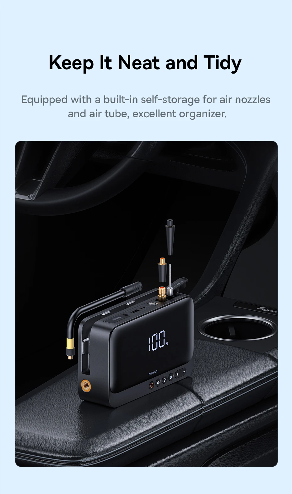 Baseus 4-in-1 Starthilfegerät 600A, Auto-Starthilfe, Powerbank, Multifunktions-Luftpumpe für Autobatterie, Reifenfüller – Detail 11