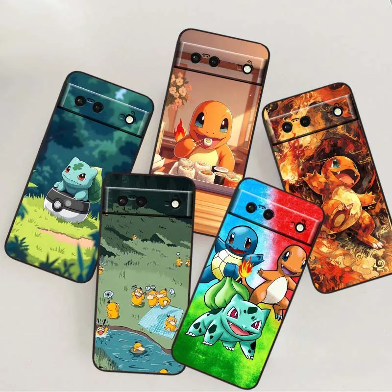 

Anime P-Pokemons Cute For Google Pixel 9a 9 8A 8 7 7A 6 6A Pro XL 2024 5G Black Soft TPU Silicone Cover Phone Case