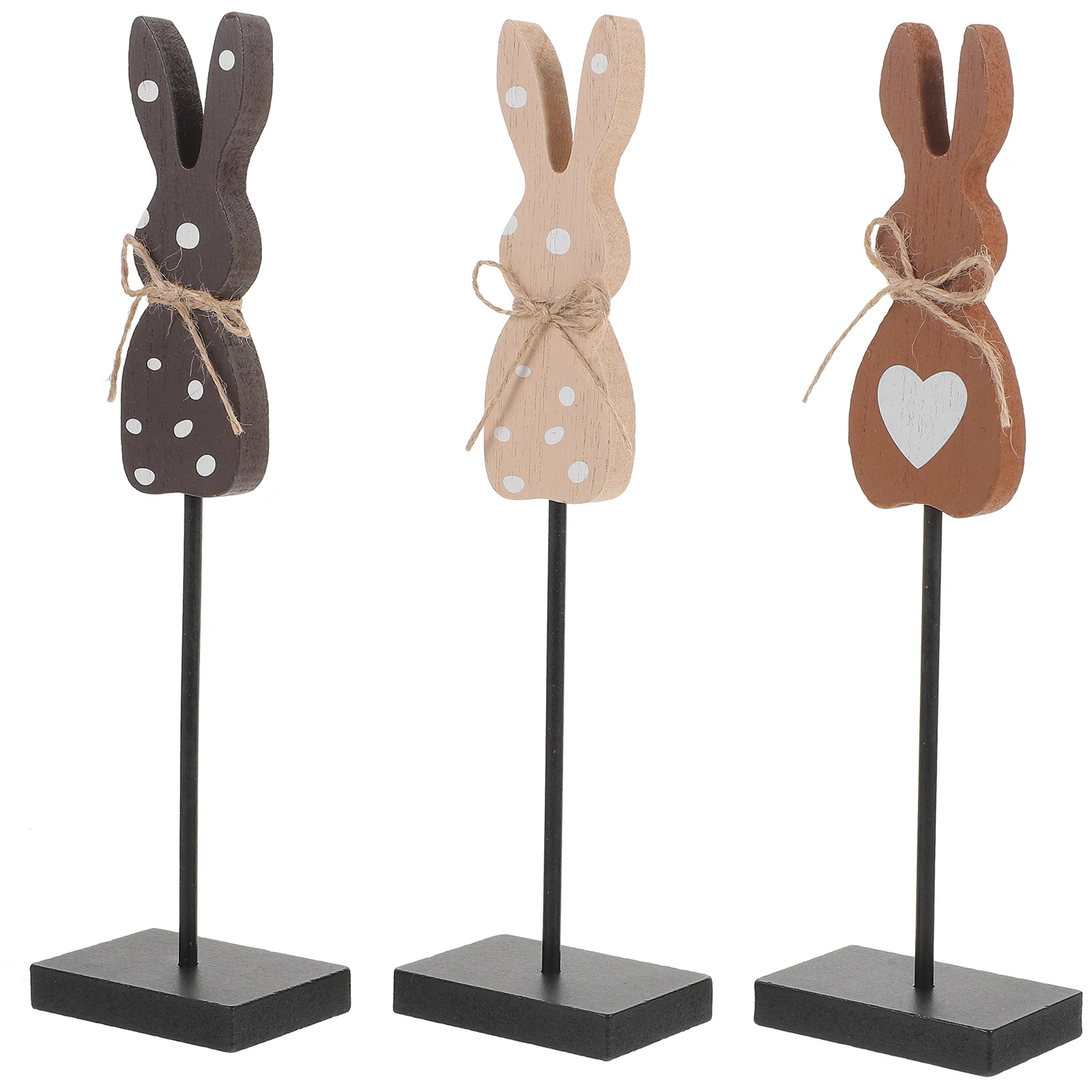 

3Pcs Easter Wooden Rabbit Tabletop Decoration Spring Desktop Sign Festival Decor Bunny Ornament Home Office Easter Table Decor