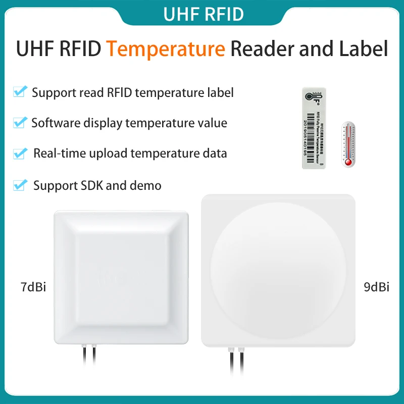 قارئ درجة الحرارة UHF RFID وعلامة درجة الحرارة لمراقبة درجة حرارة العناصر