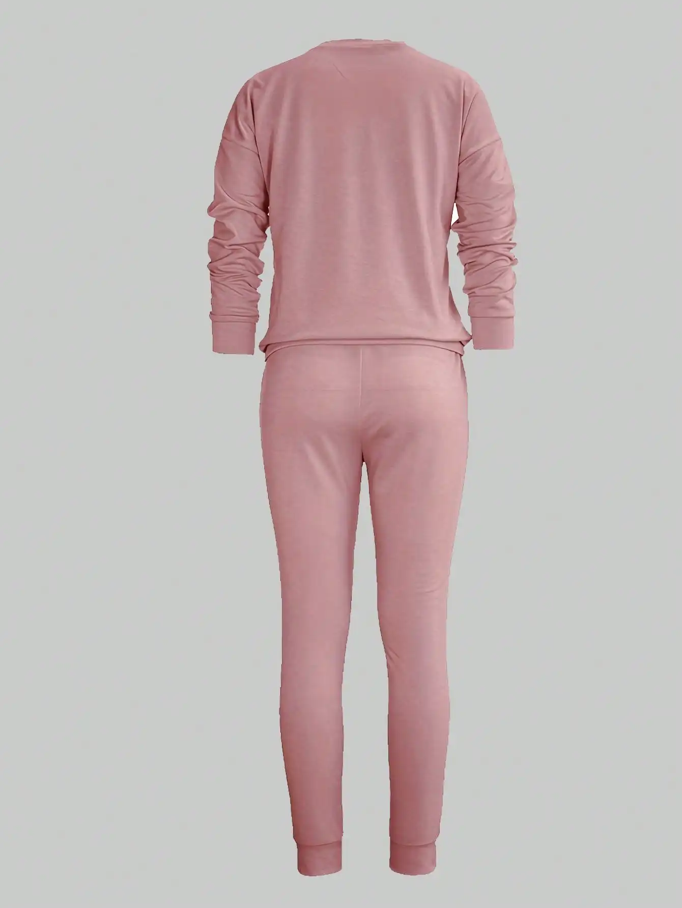여성용 핑크 벨벳 라운지 세트(포켓 포함), 긴 소매 탑 및 캐주얼 착용용 조거 팬츠