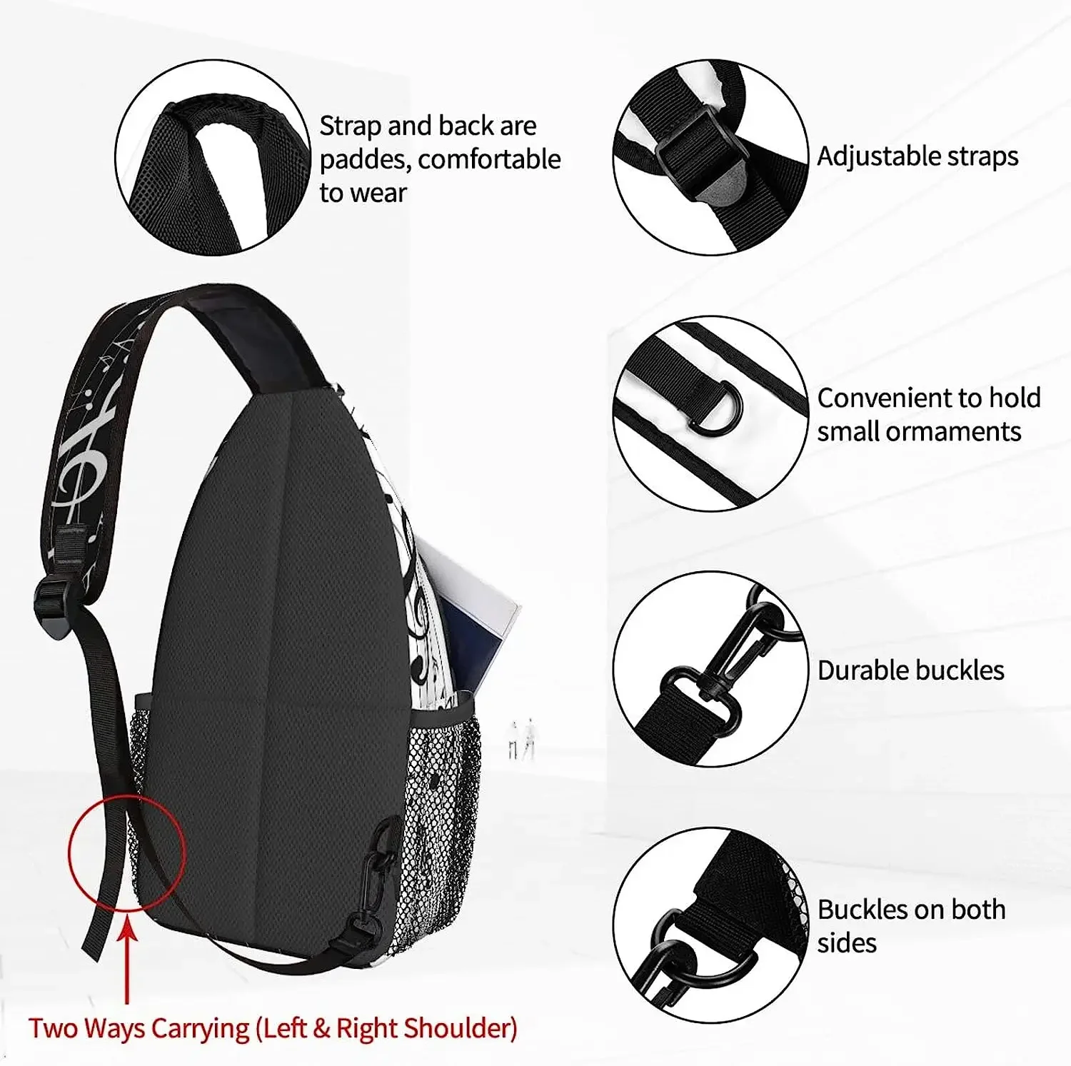 Crossbody Backpack For Men Women  Chest Bag Shoulder Bag Lightweight One Strap Backpack Multipurpose Travel Hiking Daypack