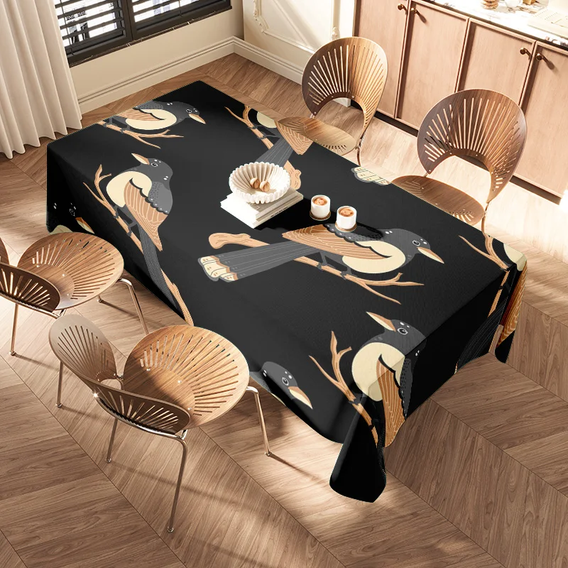 Modern Black Tablecloth with Guitar Design Perfect Decoration for Your Dining Room or Kitchen Party! (Kitchen Dining)