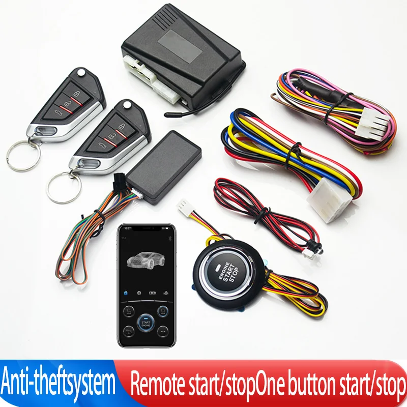 Universal 12V Car Start Stop Cell Phone Bluetooth APP Auto Start Center Control Door Lock Accesorios Para Vehículos Push Start