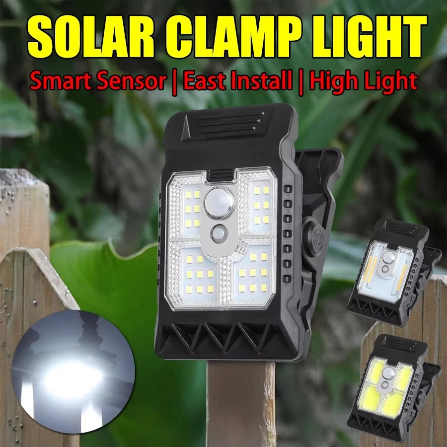 

LED Solar Clip Light Portable Waterproof Body Sensor Lamp Courtyard Garden Lamp Patio Home Wall Lights For Outdoor Camping