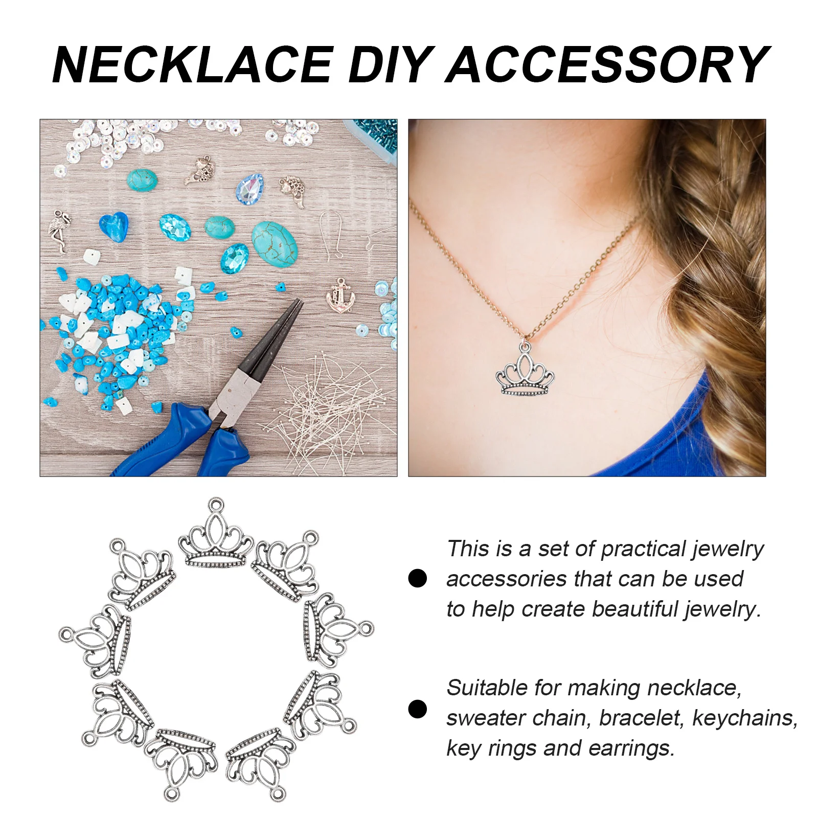 

20 шт., подвески в виде лотоса, стильный сплав, сделай сам, ювелирные изделия, ожерелье, браслет, аксессуары, подвеска в виде короны, креативный подарок