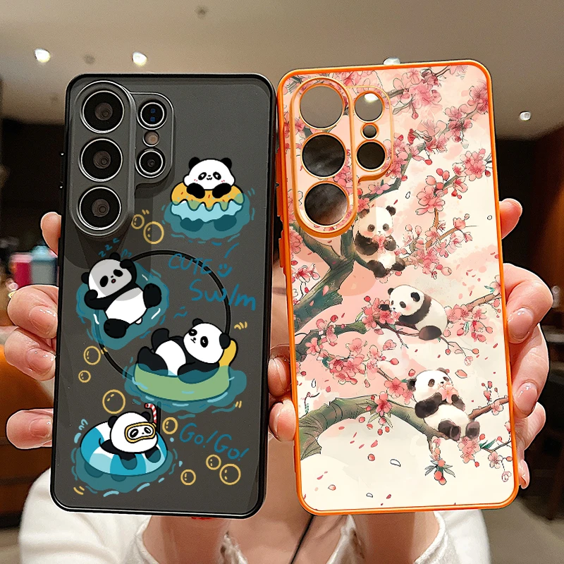 Niedliches Panda-Muster Magnetische Handyhülle für Samsung Galaxy S26 S25 Ultra Edge S24 S23 FE A57 A17 A56 A37 A16 A55 A54 A36 5G Cover