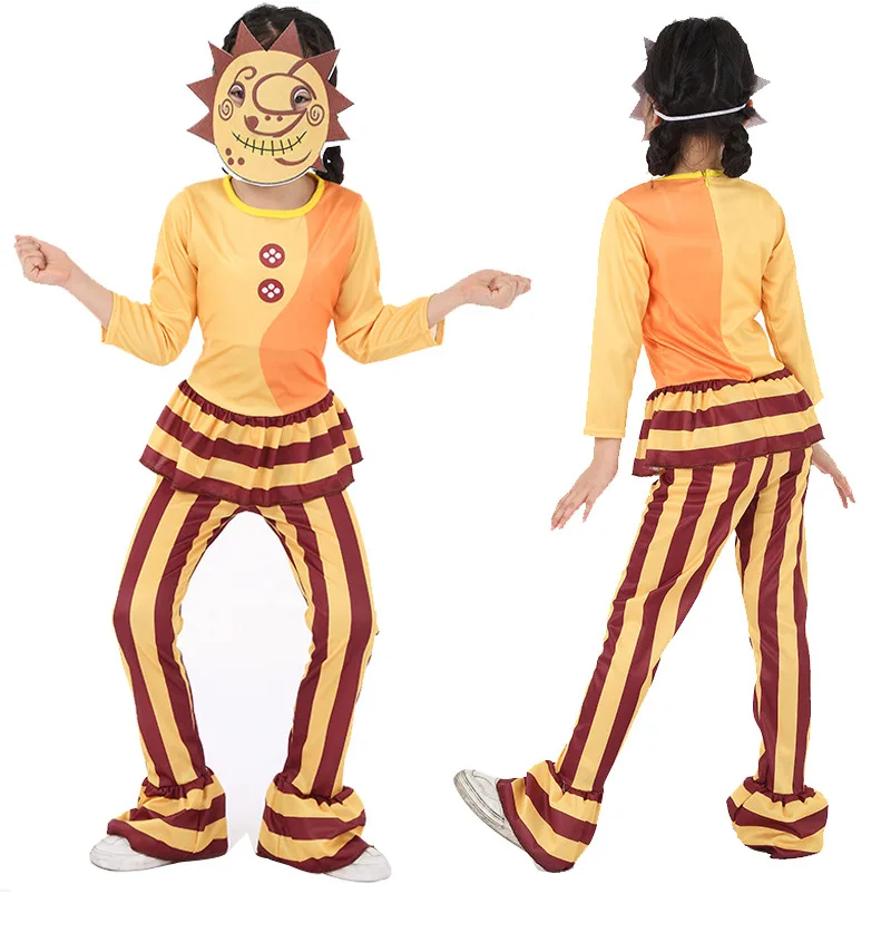 2022 Fancy Halloween Costume for Kids Sundrop FNAF Sun Clown Jumpsuit with Mask Cosplay Kids Birthday Gift $6 Off Second Piece