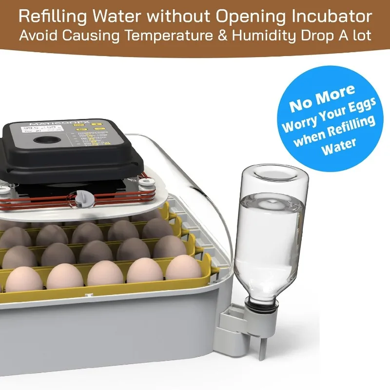 30 Egg Incubator with Humidity Display, Egg Candler, Automatic Egg Turner, for Hatching Chickens