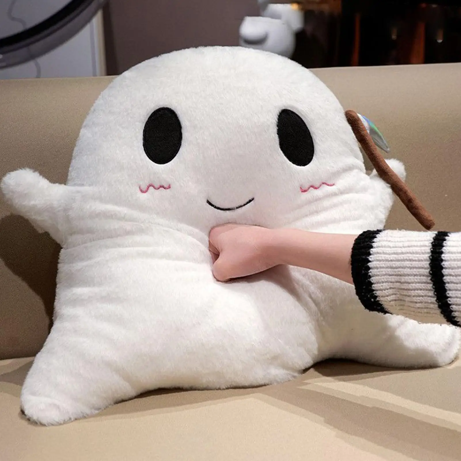 

Cute Ghost Plush Cushion Modern Cute Ghost Stuffed Animal Soft Decor for Sofa Bed Dorm Living Room Home Decoration