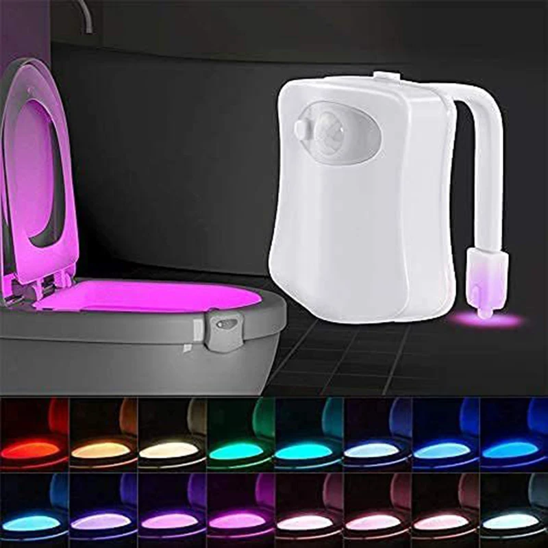 

16 Colors Motion Sensor Night Lights Waterproof Toilet Lights Hanging LED Toilet Lamp for Washroom Bedroom Closet Kitchen