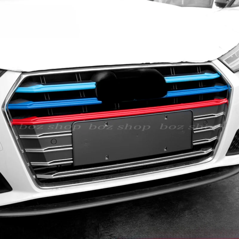 

For Audi A4L 2019 Medium Net Three-color Strip Body Front Bar Bright Strip Trunk Tailgate Decorative Stripmodified Easy Install