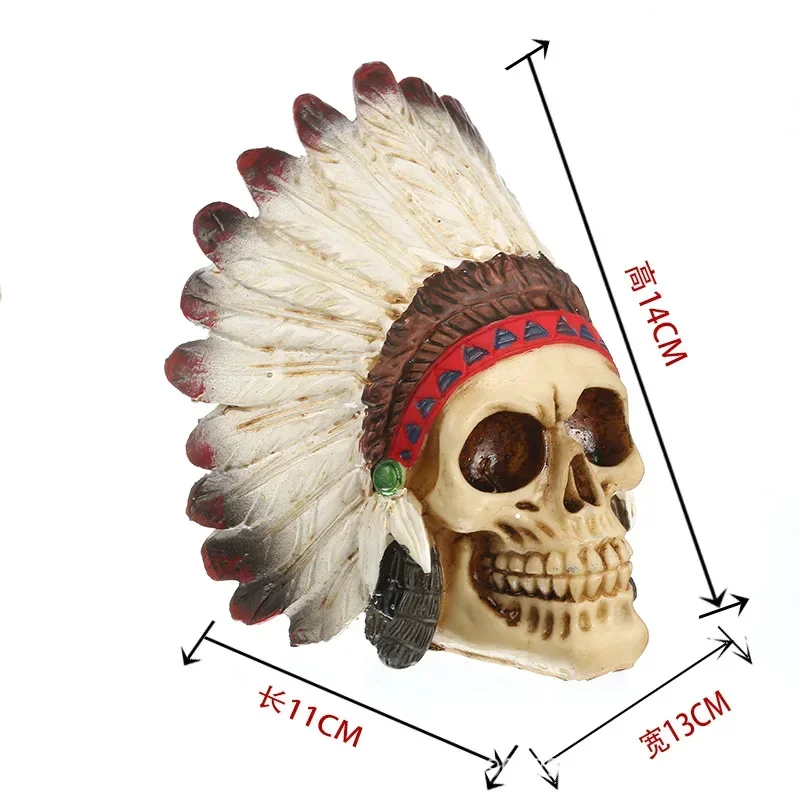 Skull Resin Skull Feather Skull Crafts Personality Ornament Foreign Trade Supply Halloween Decoration HorrorHalloween