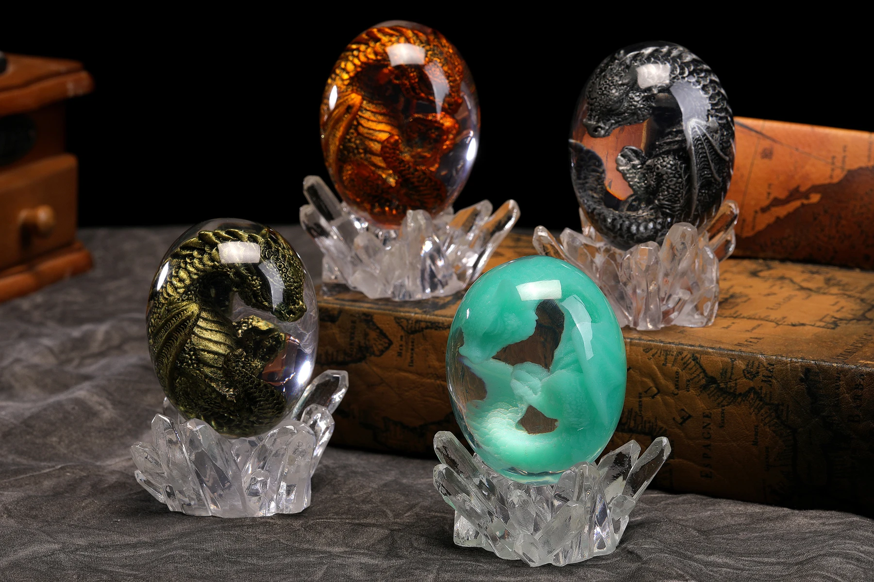 

Dragons Egg with Base - Handmade Sculpture Dragon Eggs Resin Ornaments, Statue Gift for The Holidays, Christmas, Birthdays