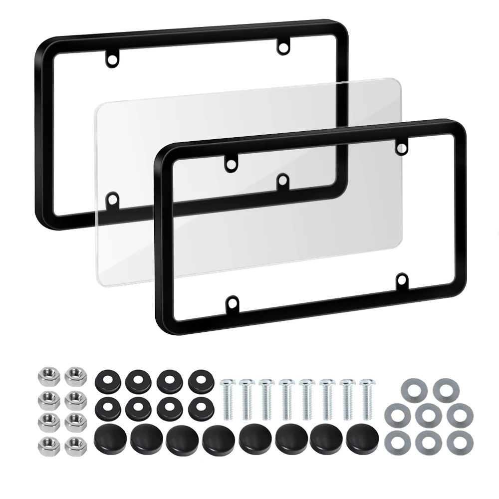 

2PCS Universal American License Plate Frame with Screws Number Plate Car Plate Frame 6Inchx12inch for Truck Vehicles Auto