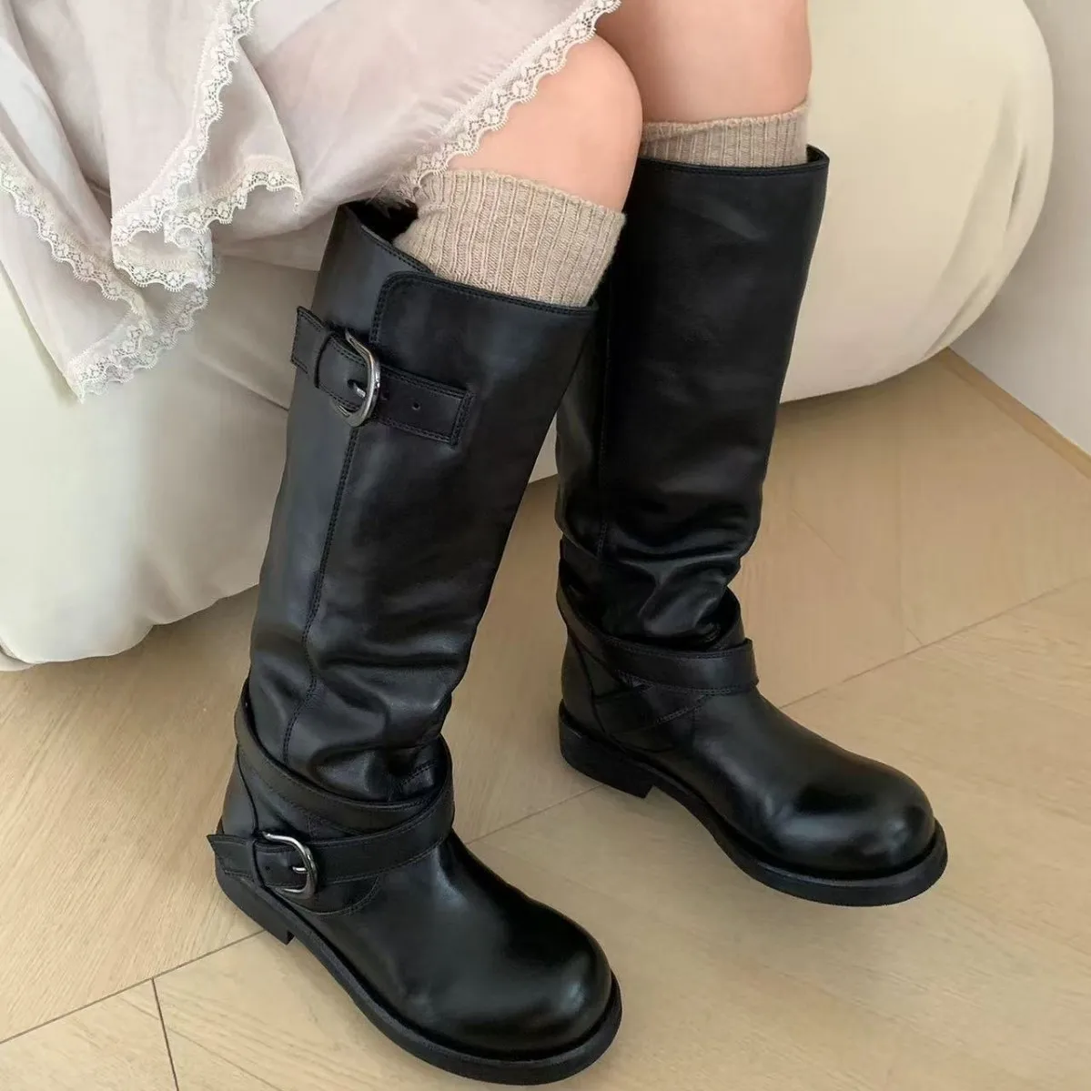 

Женские сапоги на толстом каблуке с пряжкой на ремне, рыцарские сапоги выше колена, уличные высокие сапоги, модные женские сапоги с длинными ногами, новые