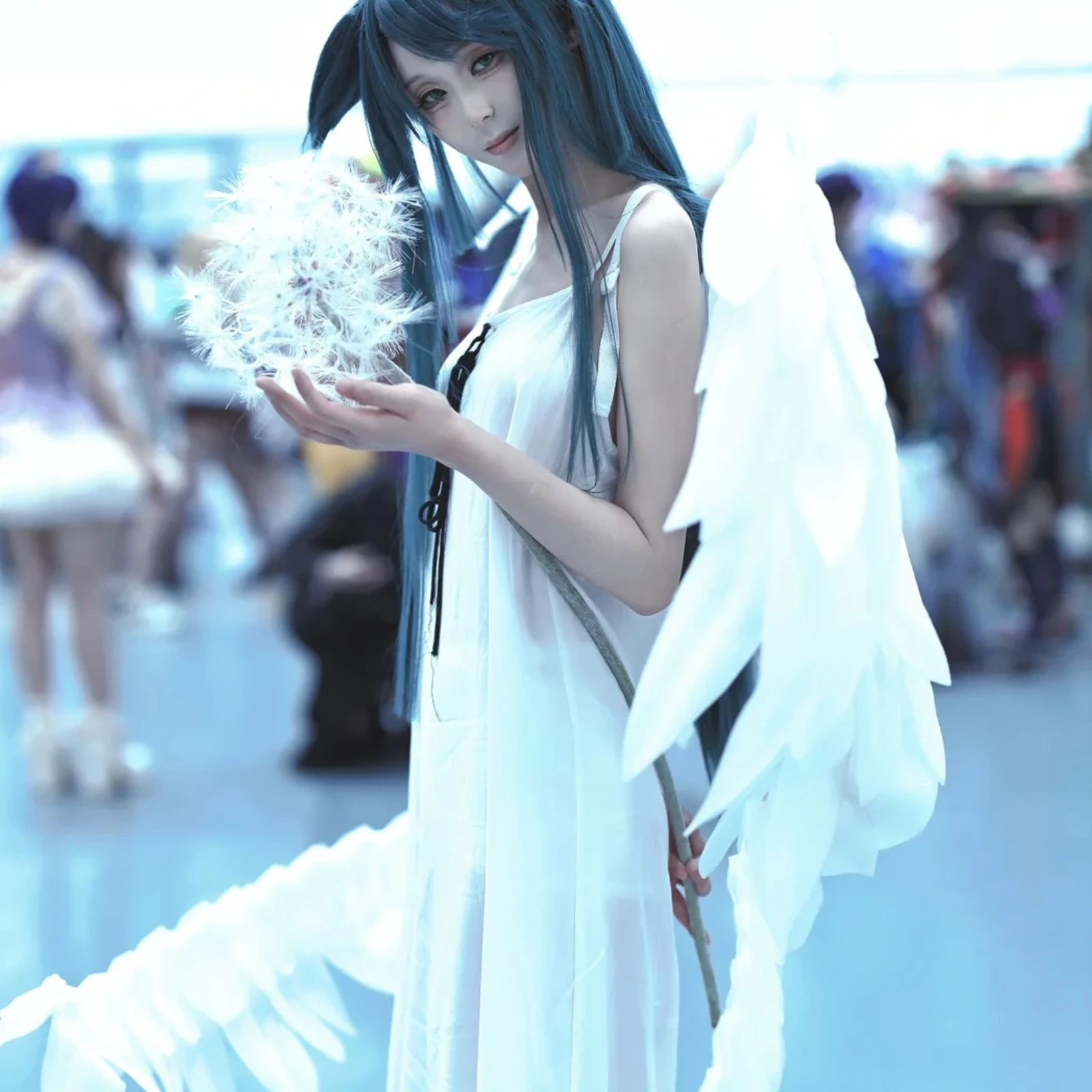 Saya No Uta Cosplay Costume Saya White Strap Dress Full Set with Wig for Comic Con Anime Roleplay Saya Women Outfit view 6