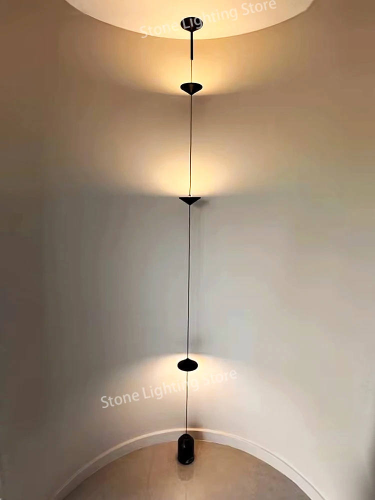 

Minimalist Cone Art Decorative Iron Led Floor Lamp Hanging Cable Lustre Suspension Background Living Room Bedroom Bedside Lamp