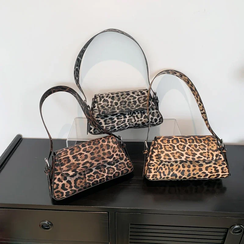 Bolso pequeño con estampado de leopardo para mujer, bandolera Vintage de alta calidad, estilo extranjero, a la moda, 2024